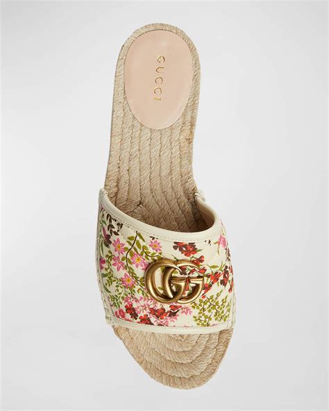 gucci pilar floral-embroidered metallic leather espadrilles|Gucci espadrilles denim.